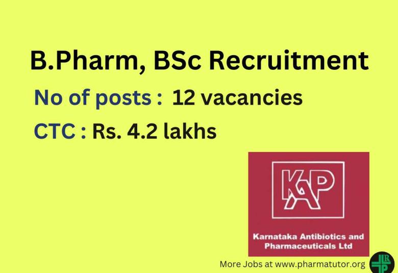 Opportunity for B.Pharm, BSc to work at Government of India Enterprise KAPL