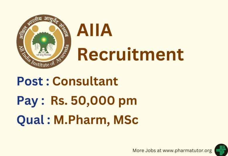 Opportunity for M.Pharm or MSc as Consultant at AIIA