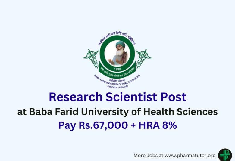 Walk In for Research Scientist at Baba Farid University of Health Sciences