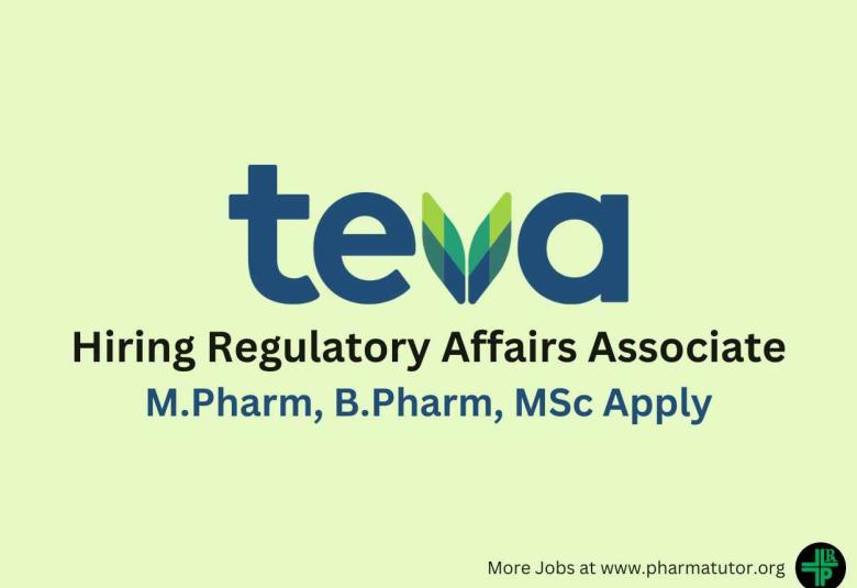 Teva Pharmaceuticals Hiring Regulatory Affairs Associate