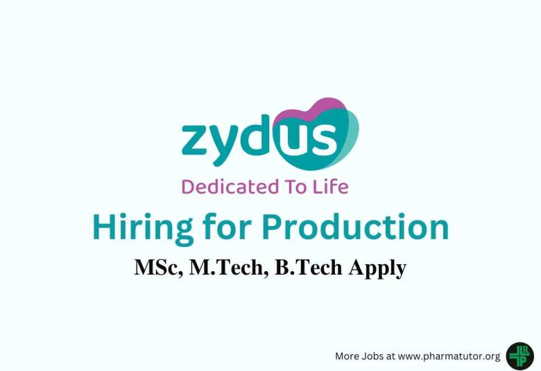 Vacancy for MSc, M.Tech, B.Tech in Production for Zydus Biologics