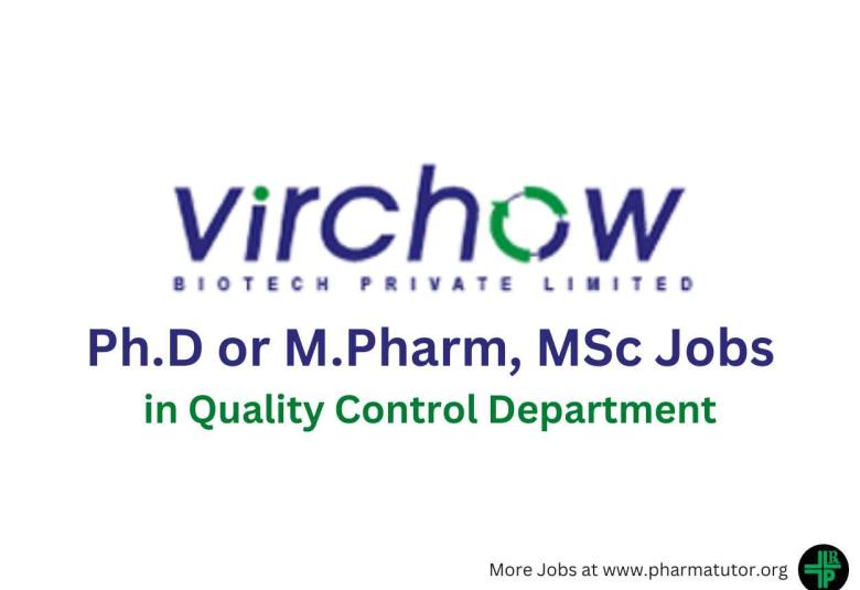 Vacancy for Ph.D or M.Pharm, MSc in Quality Control at VBPL