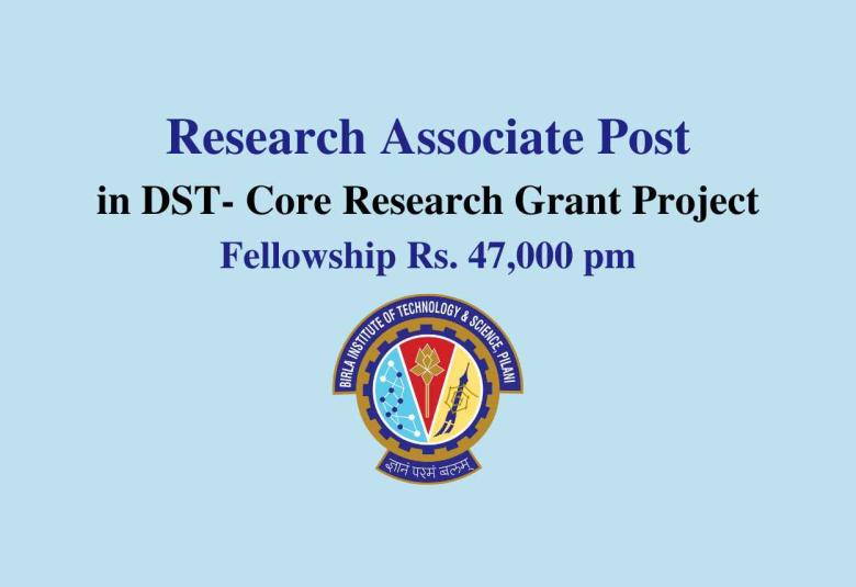Vacancy for Research Associate in DST