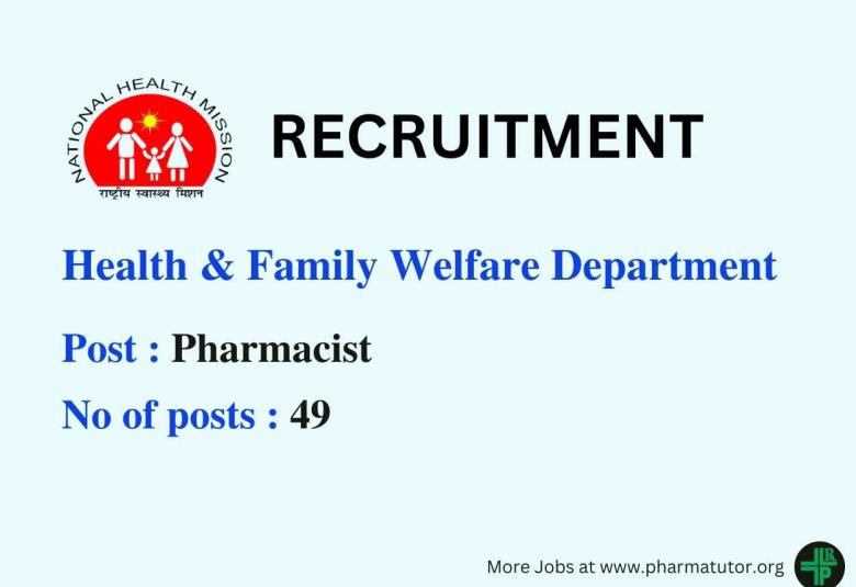 Apply Online for Pharmacist under Department of Health & Family Welfare