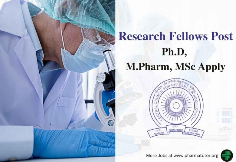 Job for Ph.D, M.Pharm, MSc as Research Fellows at CCRH