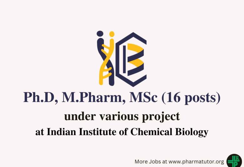 Recruitment for Ph.D, M.Pharm, MSc under various project at IICB