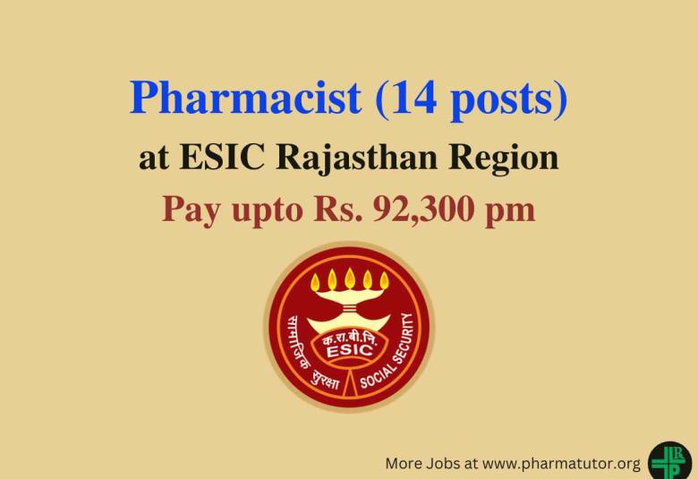 Openings for Pharmacists under Ministry of Labour & Employment