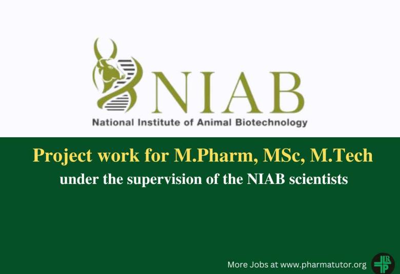 Project work for M.Pharm, MSc, M.Tech at NIAB