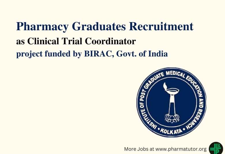 Job for Pharmacy Graduates as Clinical Trial Coordinator at IPGMER