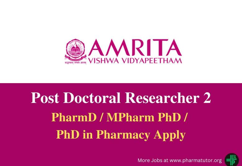 Applications are invited for Post Doctoral Researcher at Amrita Vishwa Vidyapeetham
