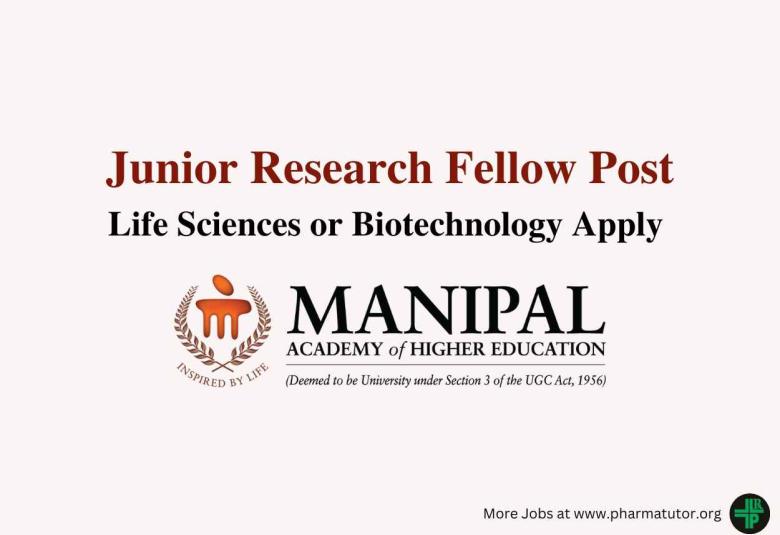 Applications are invited for post of JRF at Manipal Academy of Higher Education