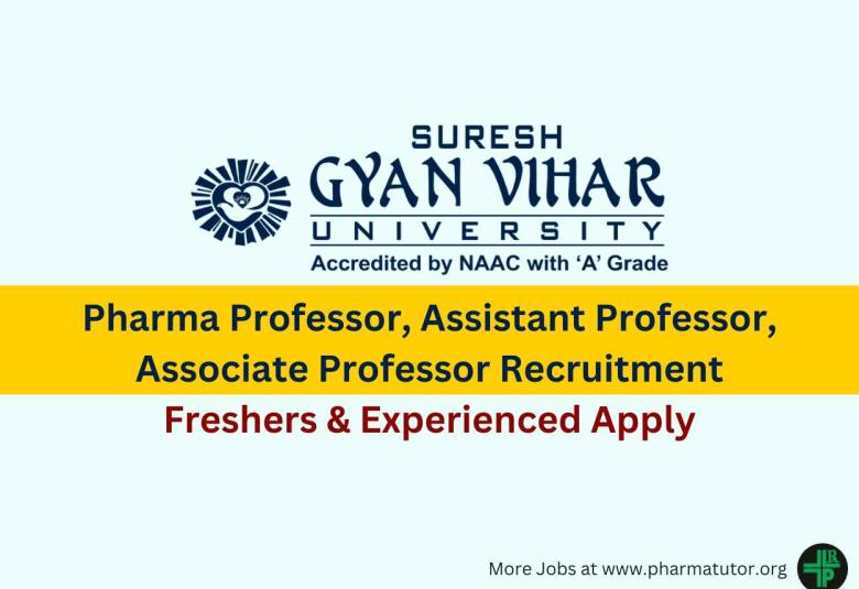 Job for Professor, Assistant Professor, Associate Professor at Gyan Vihar University, Freshers & Experienced Apply