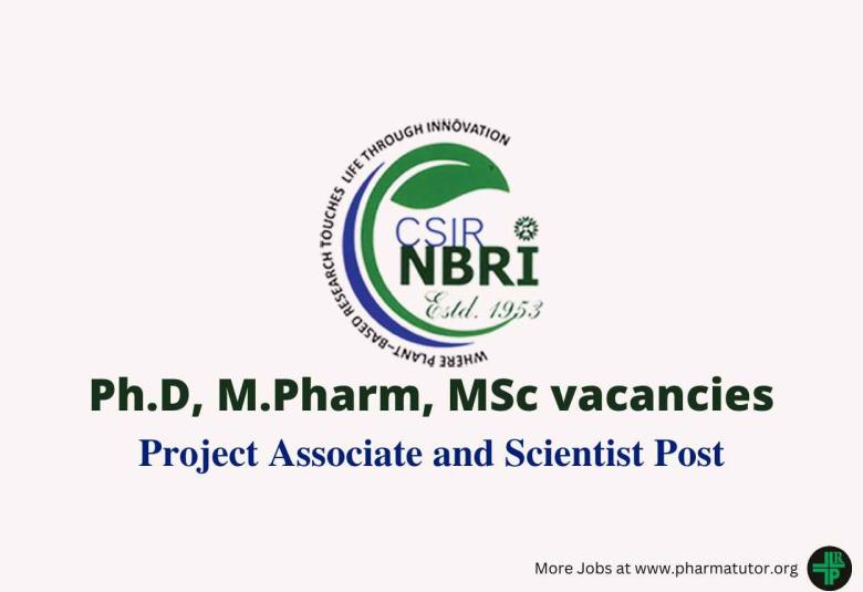 Vacancy for Project Associate, Project Scientist at NBRI