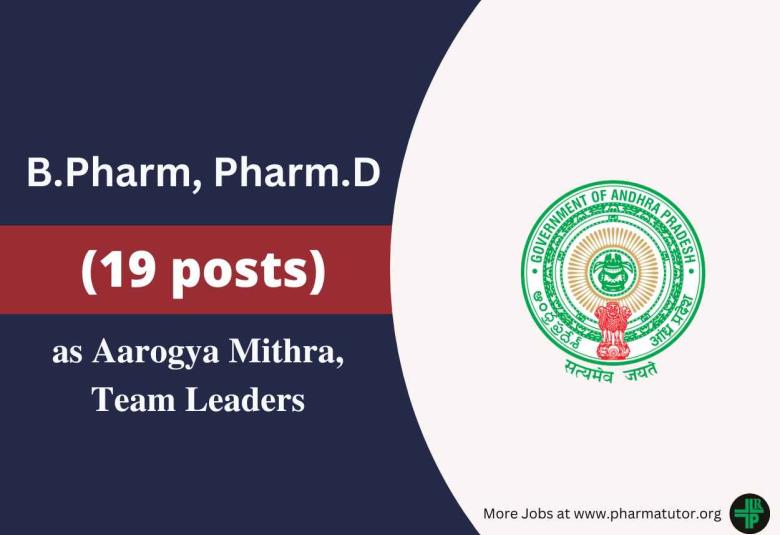 B.Pharm, Pharm.D Job as Aarogya Mithra in Dr. YSR Aarogyasri Health Care Trust