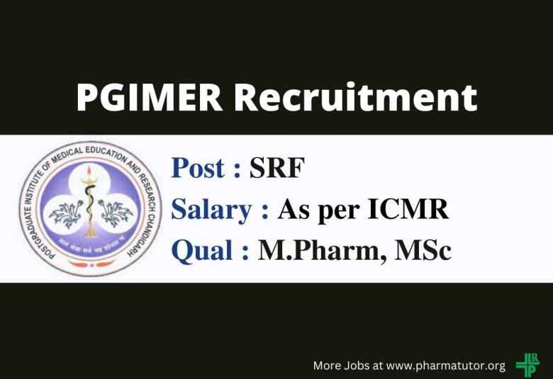 Job for M.Pharm, MSc as SRF at PGIMER