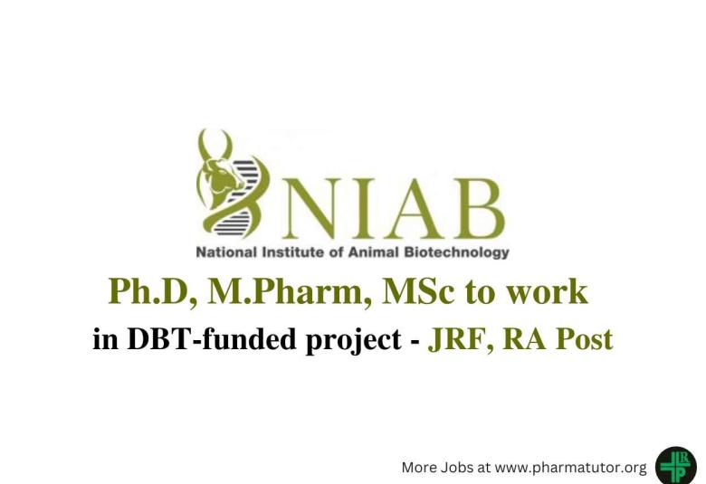 Opportunity for Ph.D, M.Pharm, MSc to work in DBT-funded project at NIAB