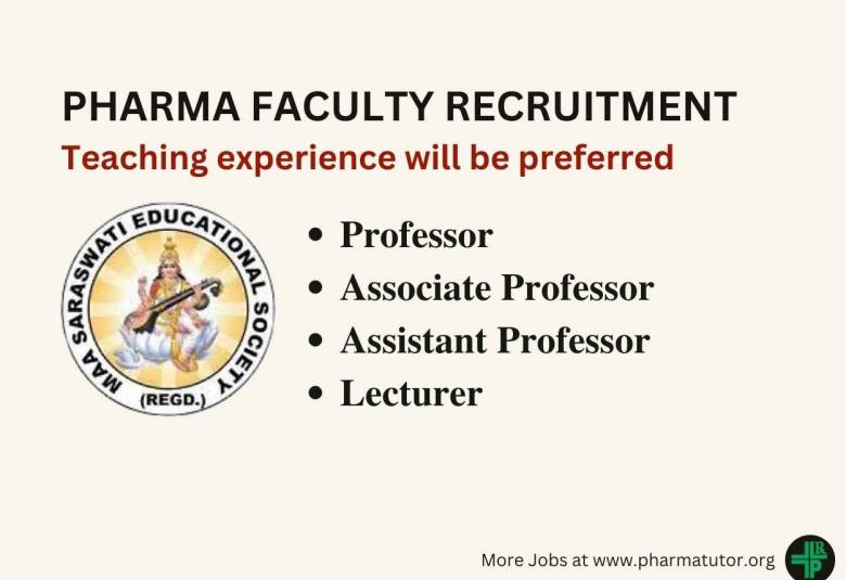 Pharma Faculty Recruitment at Maa Saraswati Institute of Pharmaceutical Sciences