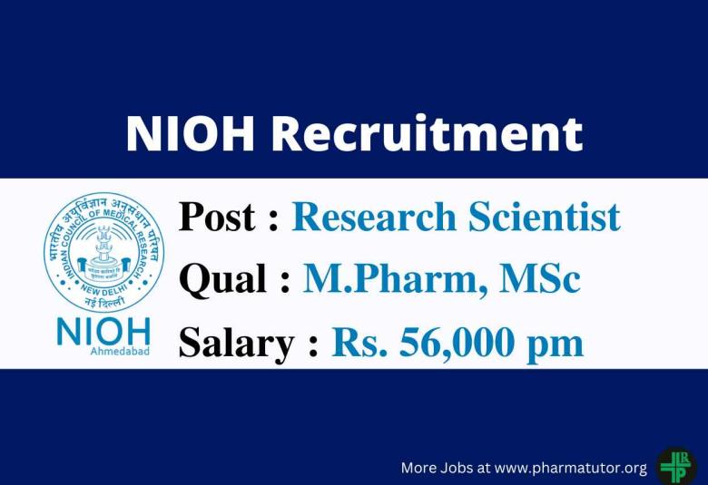Career for M.Pharm, MSc as Research Scientist at NIOH