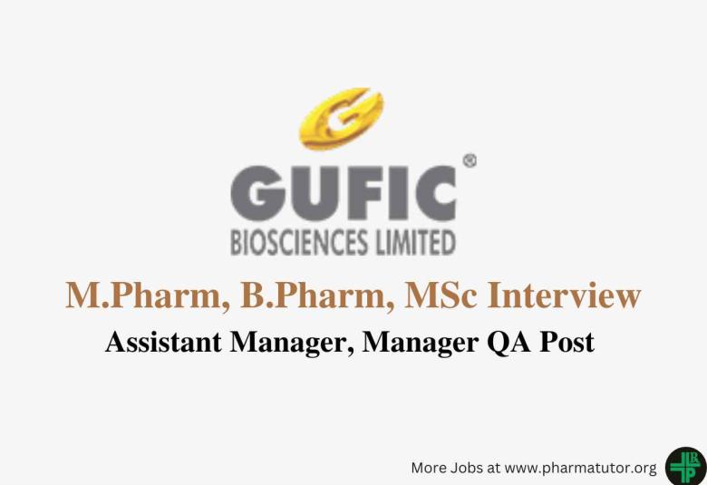 Interview for M.Pharm, B.Pharm, MSc at Gufic Group