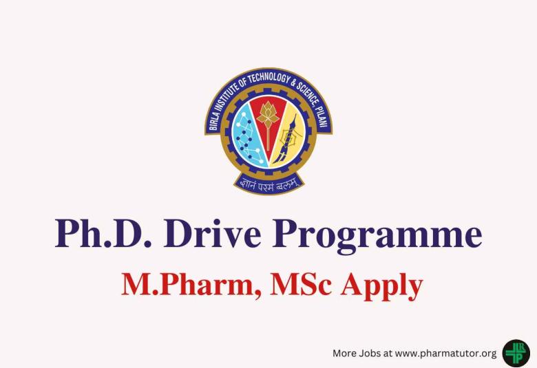 Invites applications for Ph.D. Drive Programme at BITS Pilani