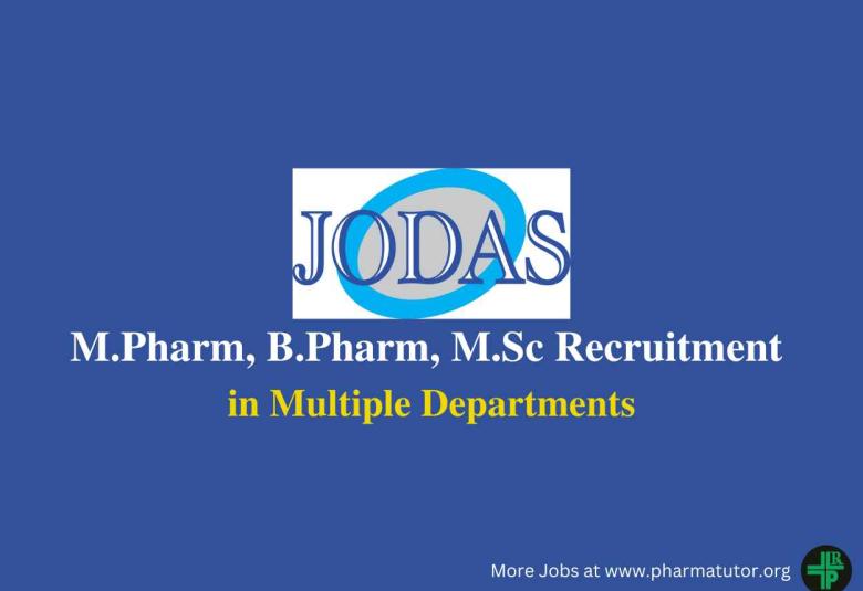 Recruitment for M.Pharm, B.Pharm, M.Sc in Multiple Departments at Jodas Expoim Pvt. Ltd