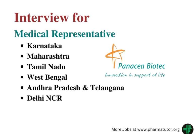 Walk in drive for Medical Representative at Panacea Biotec