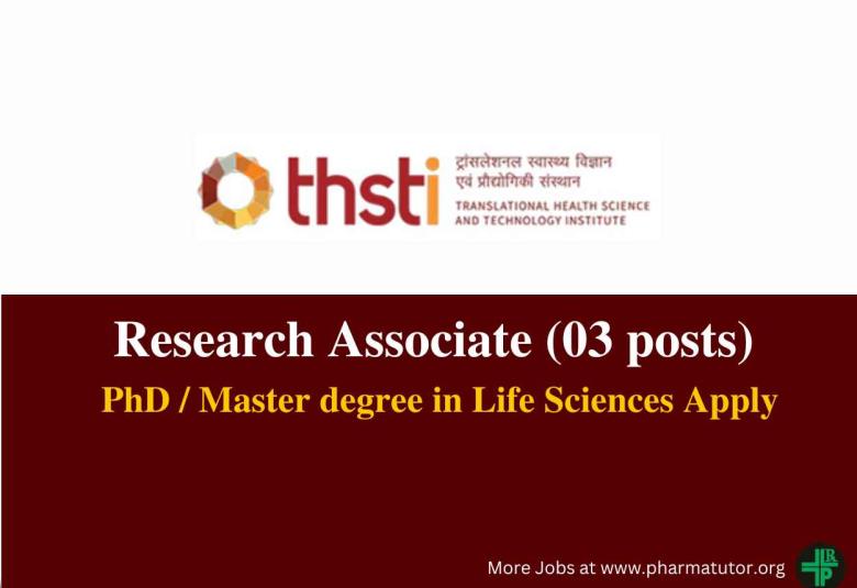 BRIC-THSTI looking for Research Associate, Life Sciences Apply