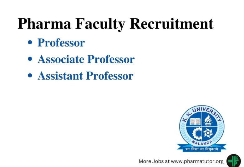 Job for Professor, Associate Professor, Assistant Professor at K. K. University
