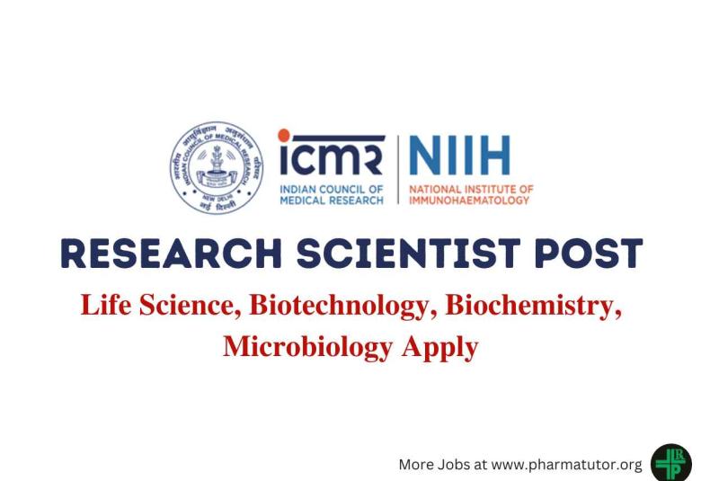 Applications are invited for post of Research Scientist at NIIH