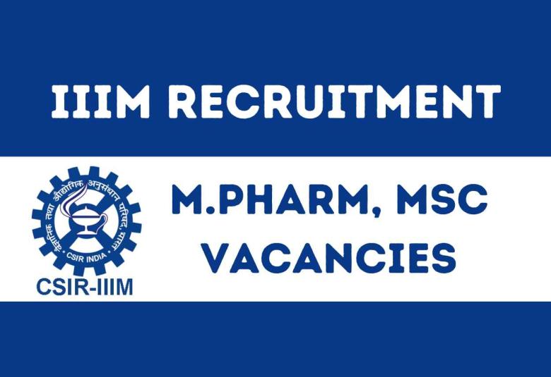 Vacancies for M.Pharm, MSc at Indian Institute of Integrative Medicine