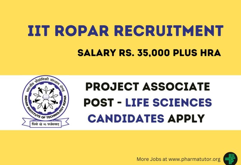 Applications are invited for post of Project Associate under the ICMR-funded project at IIT Ropar