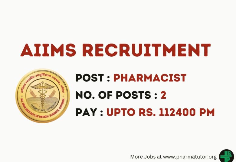 Applications are invited for post of Sr. Pharmacist at AIIMS