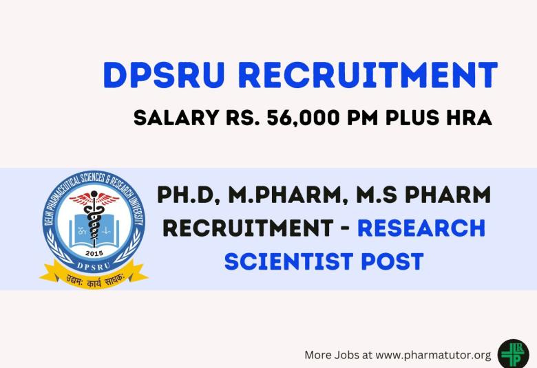 DPSRU Ph.D, M.Pharm, M.S Pharm Recruitment