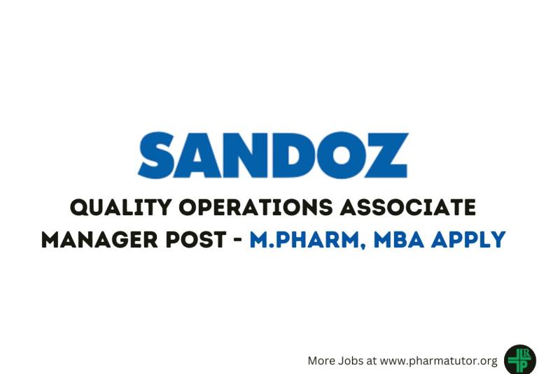 Sandoz looking for Quality Operations Associate Manager