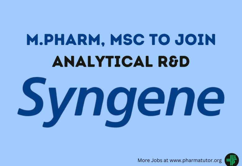 Syngene jobs for Analytical R&D