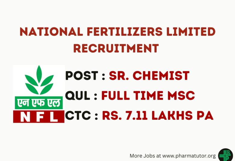 Vacancy for Senior Chemist at National Fertilizers Limited