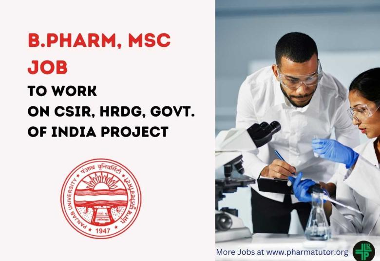 Job for B.Pharm, MSc to work on CSIR, HRDG, Govt. of India project at Panjab University