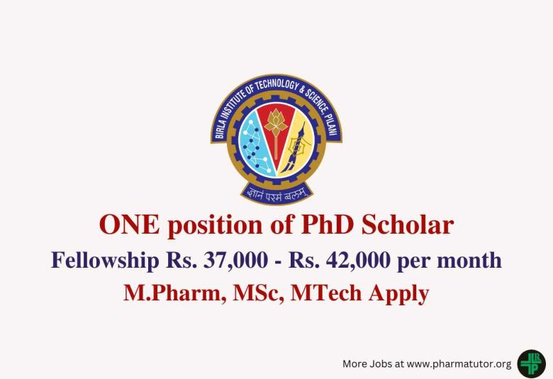 Applications are invited for post of PhD Scholar at BITS Pilani