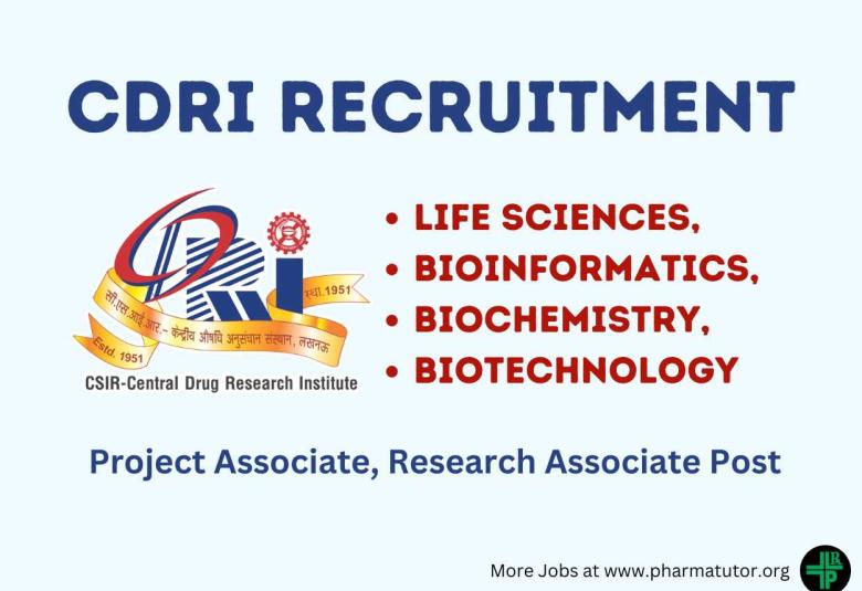 Apply Online for post of Project Associate, Research Associate at CDRI