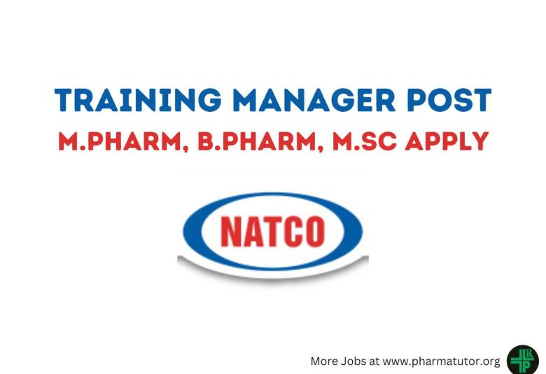Natco Pharma looking for Training Manager