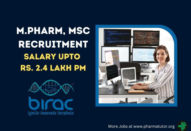 Opportunity for M.Pharm, MSc Life Sciences at BIRAC