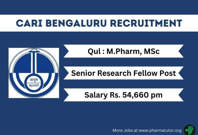 Opportunity for M.Pharm, MSc to Join Central Ayurveda Research Institute as SRF