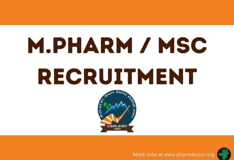 Recruitment for MPharm & MSc at IHBT