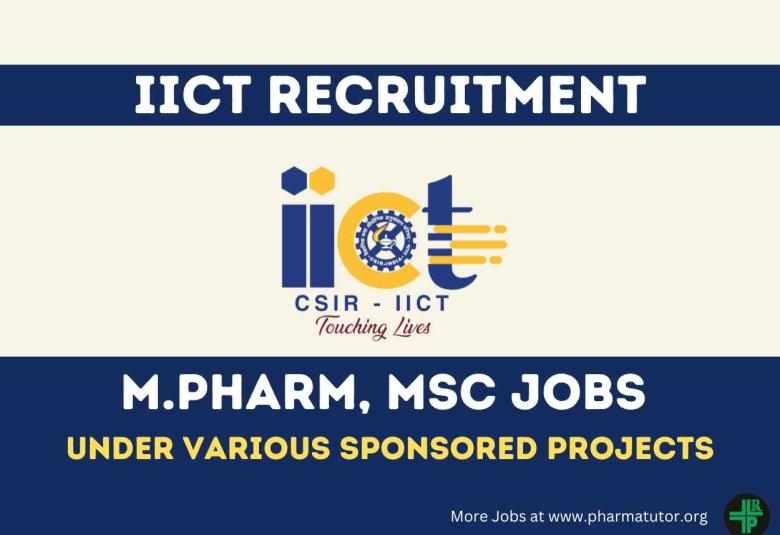 Interview for M.Pharm, MSc under various sponsored projects at Indian Institute of Chemical Technology