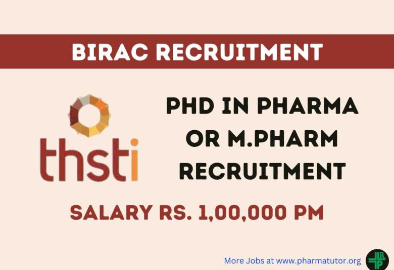 Career for PhD in Pharma or M.Pharm as Program Manager at THSTI