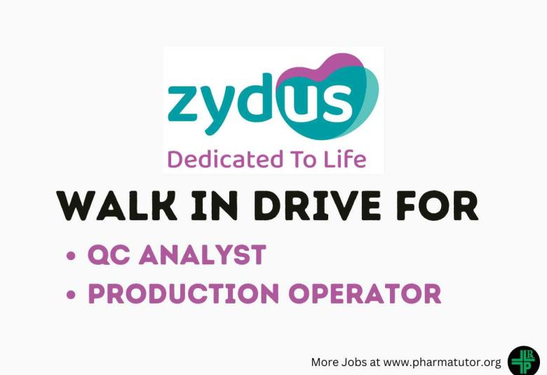 Interview for QC Analyst, Production Operator at Zydus Life Sciences