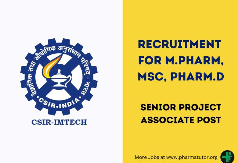 Job for M.Pharm, MSc, Pharm.D as Senior Project Associate at IMTech
