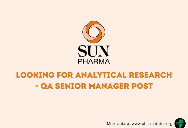 Sun Pharma looking for Analytical Research
