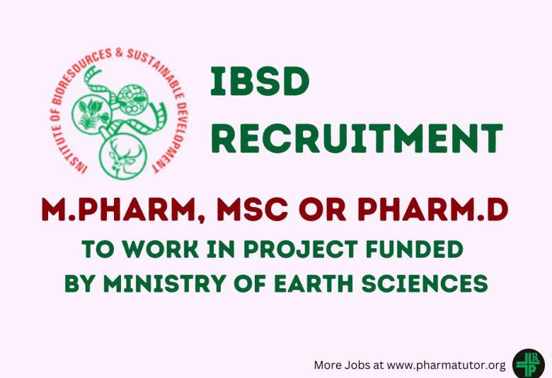 Vacancy for M.Pharm, MSc or Pharm.D to work in project funded by Ministry of Earth Sciences at IBSD