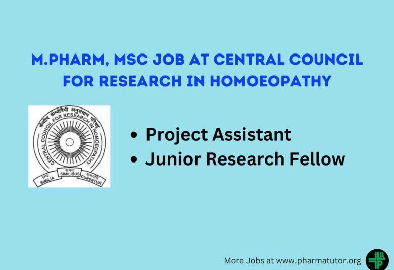 Vacancy for M.Pharm, MSc under C.C.R.H